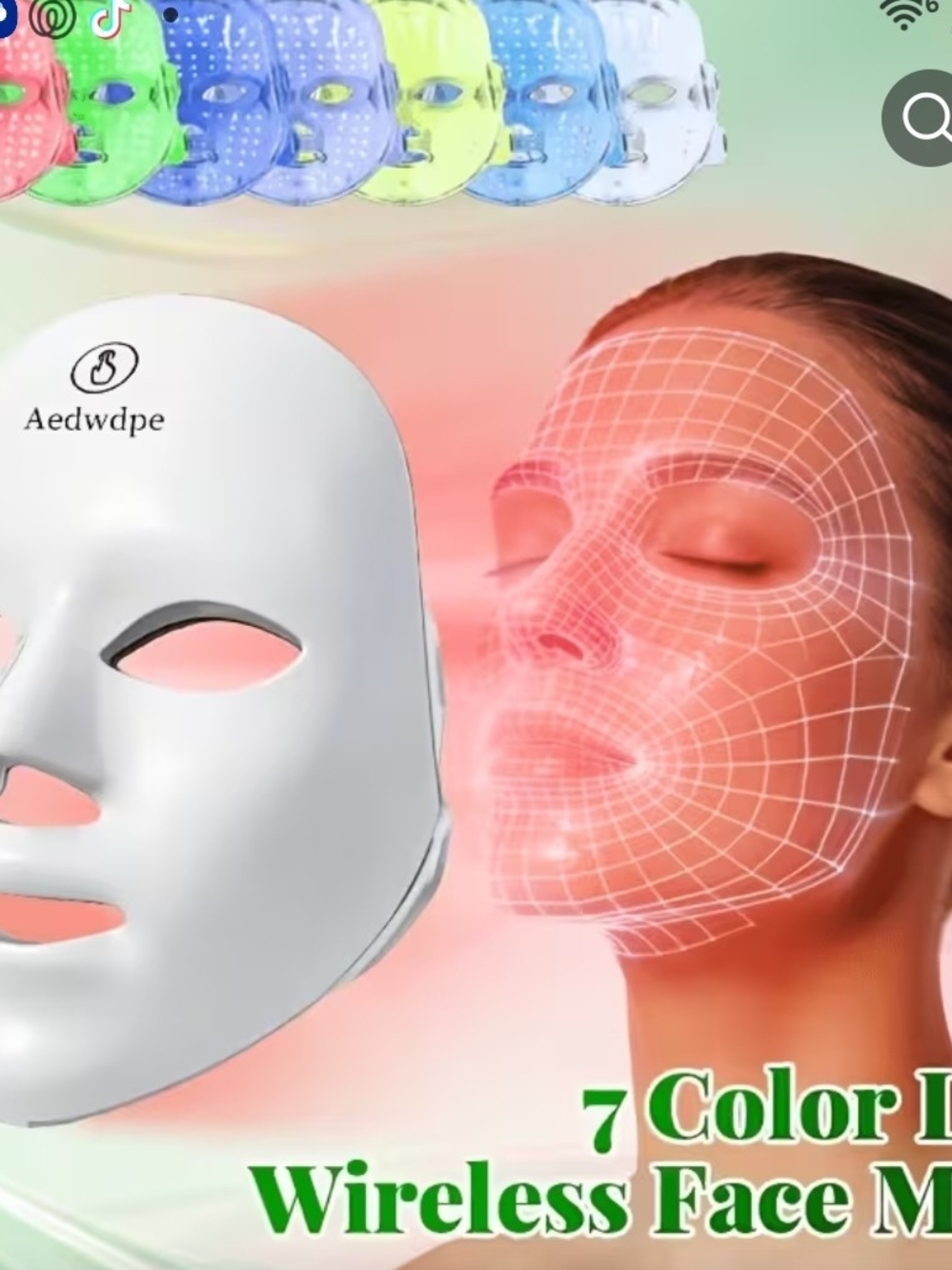 LED Light Therapy Facial Mask - White